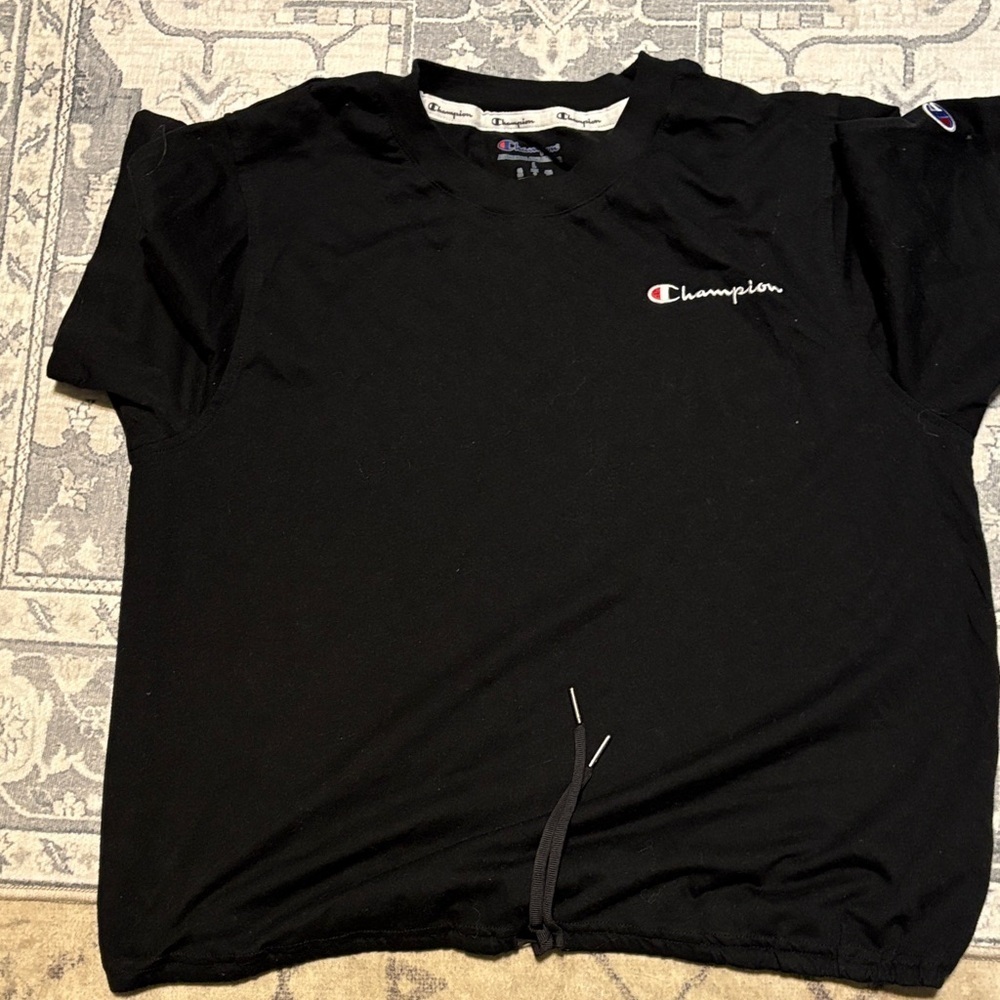 Champion Black Drawstring Tee size large